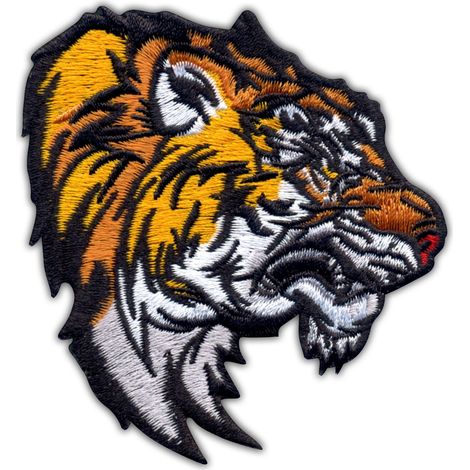 Aufnäher „Wilder Tiger“ – Bengal-Tigerkopf – Selbstklebende Rückseite – Gestickter Aufnäher/Abzeichen/Emblem