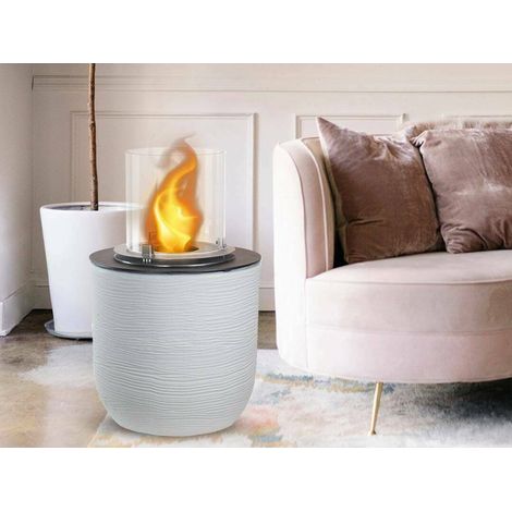 Dmora - Chimenea de bioetanol Dsgarboss, Chimenea ecológica, Hogar sin humo, Calefactor de etanol, Made in Italy, 35x35 h55 cm, Blanco (1/4)