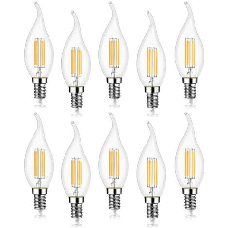BUNTHAUS Lot de 10 4W Ampoule de Filament LED E14 470LM Flamme Bougie 2700K Blanc Chaud, Non-Dimmable, Angle de Faisceau 360° (1/4)