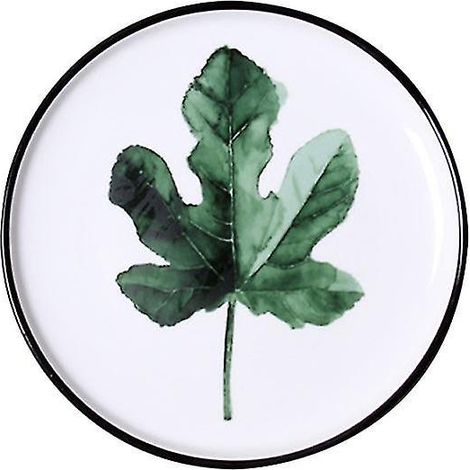 1 assiette à motif de plante verte (1/3)