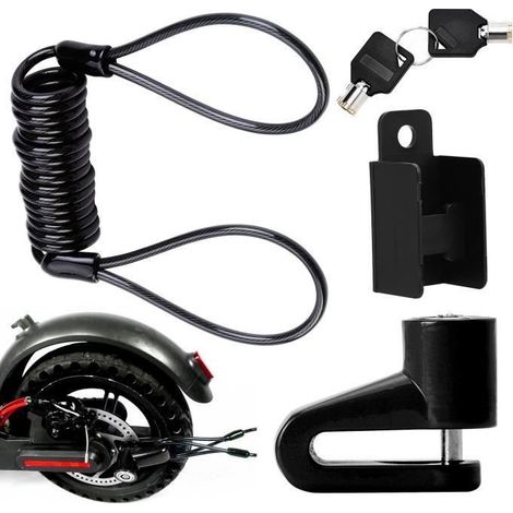 Cadenas Antivol Pour Vélo Moto Trottinette Électrique - Verrou Frein Disque Avec Câble De Rappel - Compatible Xiaomi M365-P (1/4)