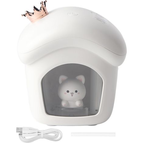 Tragbarer USB-Luftbefeuchter mit sichtbarem 350-ml-Wassertank – 2 Geschwindigkeitsstufen – Weiß (1/5)