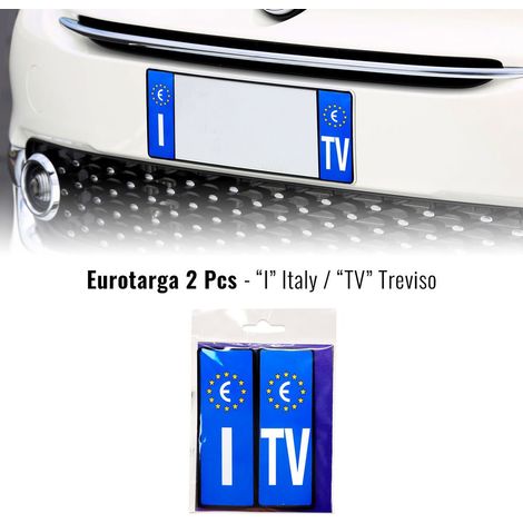 Adesivi Targa Auto Italia Europa Provincia con Placchetta Rigida - Sigla: TV