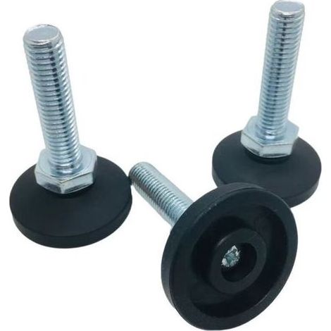 Lot de 4 pièce - Pieds Patins Ronds Anti-Vibrations Isolation - Filetage M10 - ØΦ38-M1040mm - en Caoutchouc et Acier H158 (1/5)
