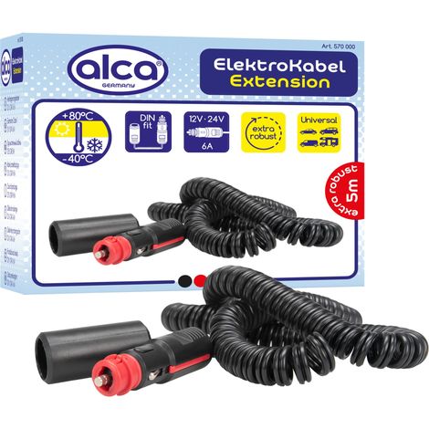 alca® Verlängerungskabel 5m Spiral 12 V / 24 V 6A Zigarettenanzünder Verlängerung Stecker Autostecker Kabel Ladegerät Adapter Strom (1/5)