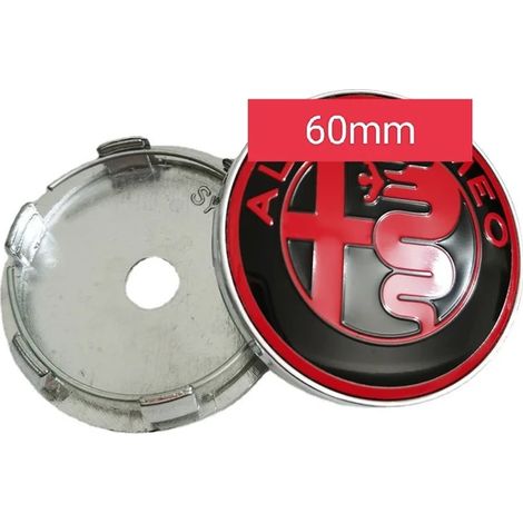 (Rouge Chine) 4 enjoliveurs de roue de 60 mm pour Alfa Romeo Mito 147, 156, 159, 166, Giulietta, Mito Spider, GT et Stelvio (1/5)