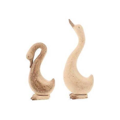 2 Stück unbehandelte Holzgansfiguren zum Selbermachen, Tischdekoration