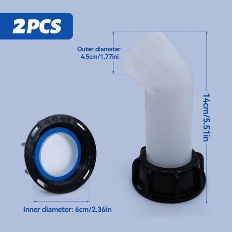 2 PCS Bec de Vidange avec Ecrou IBC, Buse de Réservoir d'eau Raccord S60x6 de RéServoir Buse Bouchon de Valve Valve Filetage IntéRieur Pour Réservoirs D'eau IBC (1/4)