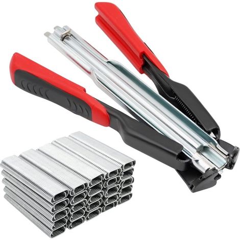 RHG Pince à Anneau De Cochon Outil Avec 2500 Pièce C Clips Agrafes, Pince A Grillage Avec Agrafe Pour Fixation Grillage Cloture Grillage Fin Poulet Maille