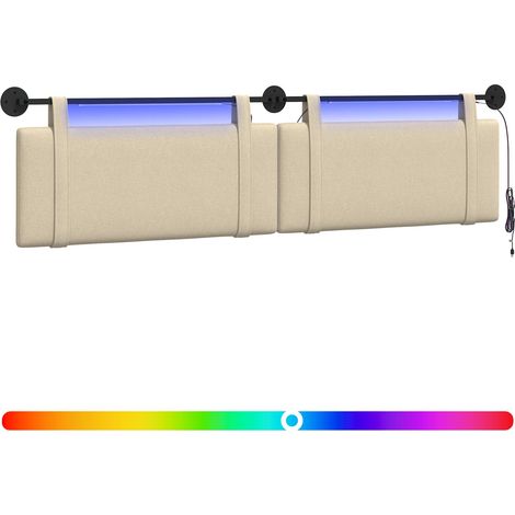 Hängendes Kopfteil Mit LED Licht Creme Stoff vidaXL