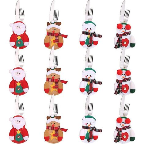 12pcs Porte Couvert Nol Deco Table Nol Bonhomme De Neige Dcoration Table Nol Cadeaux