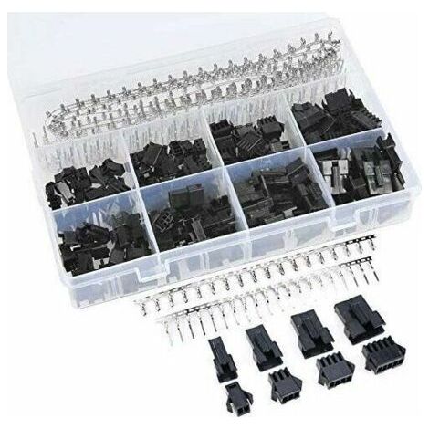 Kit Assortiment de Connecteurs JST-SM Mâle et Femelle - 560 Pièces - Connecteur 2.5mm 2 3 4 5 Broches Noir en Plastique Mâle et Femelle avec Terminaux à Sertir (1/4)