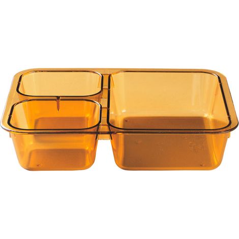 Plateau 3 compartiments résistante à haute température - 22.1 x 16 x 4.8 cm - Lot de 24 - Cambro