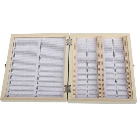 100 lames de verre biologiques pour microscopie, coffret de rangement en bois