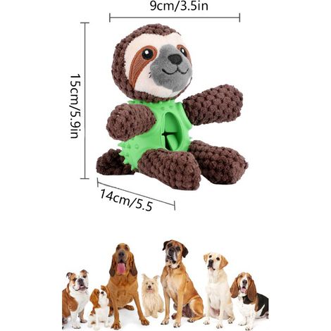 Faules Hundespielzeug aus grünem Plüsch, frühes Lernspielzeug mit Leckerli-Spender, Quietschfunktion, zahnärztlicher Anti-Stress, interaktiv und Haustierbegleiter. (1/5)
