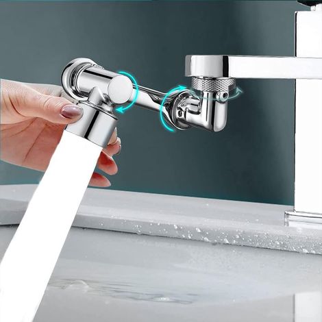 Mousseur Robinet - Aérateur Pivotant 1080° - Pour Évier Cuisine - 2 Modes Jet Mousse/Douche - Universel 22 mm / 24 mm - 1 Pièce (1/5)