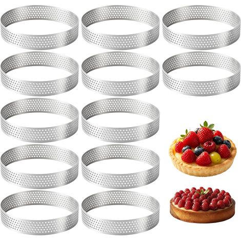 12 Pièces Cercle à Pâtisserie, Ø 10cm Anneaux à Tartelette Moules Dessert (1/5)
