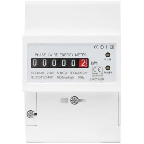 220V Compteur D'Énergie Électrique Monophasé Numérique Multifonctionnel Sur DIN Rail Meter 2 Ligne 4P (5(100) A) (1/5)