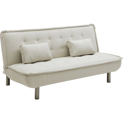 Canapé 3 places convertible clic-clac en tissu beige MISHAN (1/5)