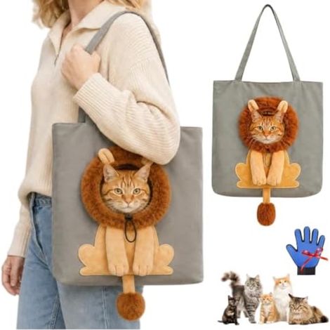Irovami Sac de transport pour chat bandoulière et à main avec ouverture transparente, sac à bandoulière Gary