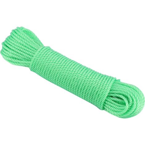 Corde à linge en nylon de 20 m, idéale pour le jardin, le camping et les activités de plein air (verte) (1/5)