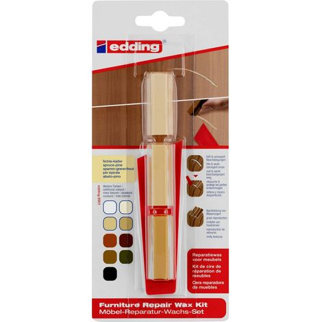 Edding - Kit de 3 cires molles pour meubles E8901 pin-épicéa - pour remplir et réparer les petits défauts, rayures et chocs (1/2)