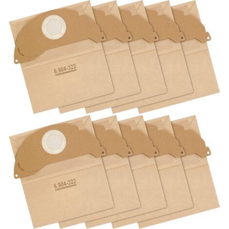 Lot de 10 sacs filtrants en papier pour aspirateurs Kärcher WD2 MV2 A 2003/2024/2054. Sacs filtrants WD2 remplaçables 6.904-322.0. (1/5)
