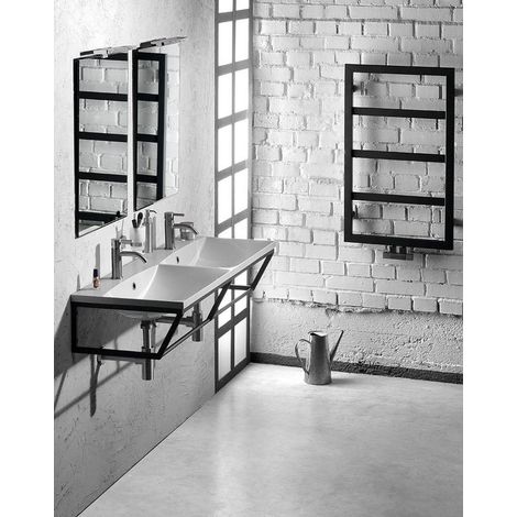Ensemble complet meuble de salle de bain SKA 120cm avec miroir, noir mat (1/4)