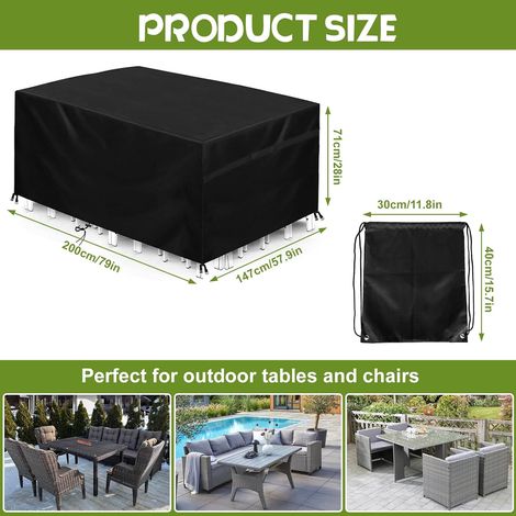 Housse de protection pour meubles de jardin, bâche de protection 420D Oxford pour meubles de jardin, imperméable, résistante à l'hiver, protection UV, housse de protection pour meubles de