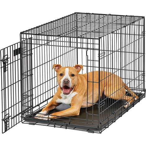 Cage Pliante pour Chien, modèle amélioré de Taille Moyenne à Une Porte en métal de 91,2 cm, Noir (1/5)
