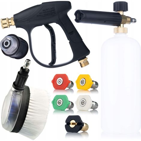 Set di Accessori per Idropulitrice Rosfix JetKit Ultra Foam QC-M22 – Pistola 300 Bar, 5 Ugelli QC, Adattatore M22-K, Spazzola Rotante, Schiumogeno 1L 200 Bar