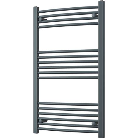 Zennor - Anthracite Heated Towel Rail - H1000mm x W600mm - Curved (1/3)