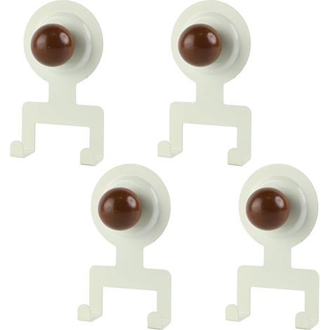 Crochet Ventouse Salle de Bain, 4 Crochet Adhesif Mural, Crochet double, Douche Accroche 3KG, Aucun perçage nécessaire,Réutilisables Crochets Adhesifs Muraux,pour Salle de Bain Cuisine (Blanc)