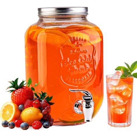 Carafe avec robinet, grand bocal en verre de 4 L avec robinet, distributeur d'eau