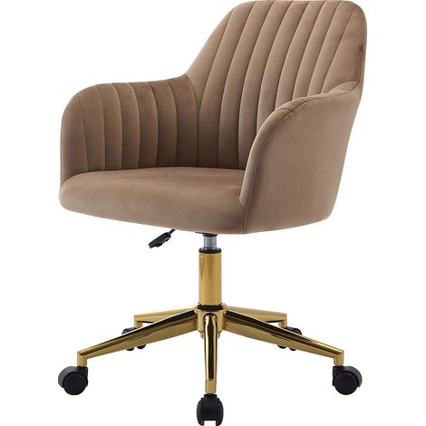Sedia da ufficio Velluto Beige e Dorato Altezza regolabile - ELEANA (1/4)