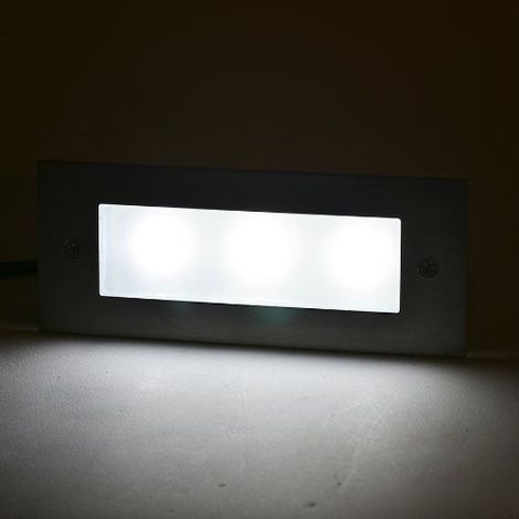 TrAdE Shop Traesio - Segna Passi Segnapasso Calpestabile Ip44 A Led 3w Faretto Faro A Muro Parete - -Bianco Freddo -