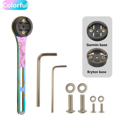 Éblouissant Support de compteur intégré en alliage de titane pour guidon route, compatible avec les supports d'extension de potence Garmin et Breitman. (1/5)