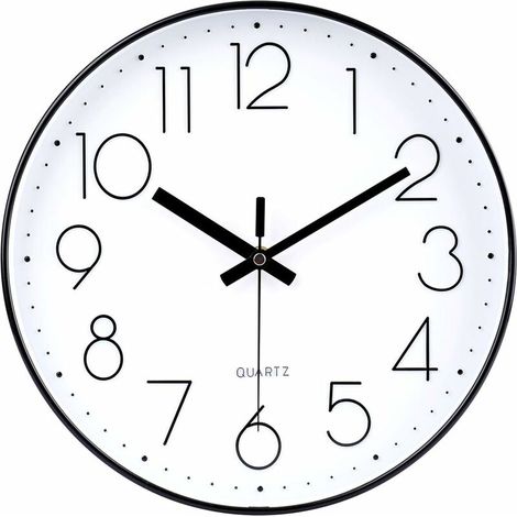 royaluxe - Horloge Murale silencieuse et sans tic-tac,Horloge Murale Mute Silencieuse Pendule Murale pour La Chambre Cuisine Salon (Noir) (1/5)