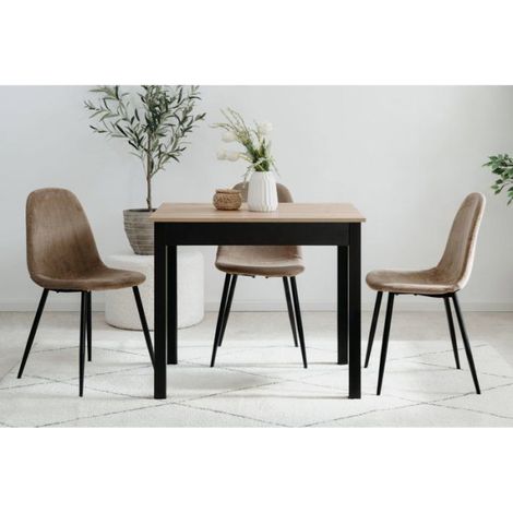 Table à Manger CAPRI - Chêne Artisan & Noir - Carré - 4 personnes - 90 x 67 x 76 cm (1/5)