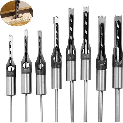 Stück Vierkantbohrer, Vierkantlochbohrer, Vierkantlochbohrer, Vierkantkolben, DIY-Lochöffner für Holzbearbeitungsbohrer, 6 mm, 6,4 mm, 8 mm, 9,5 mm, 11 mm, 12,7 mm, 14 mm, 16 mm