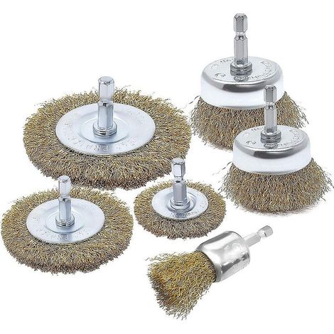 Online Store - Ensemble de 6 brosses de fixation pour perceuse, plaquées laiton (1/5)