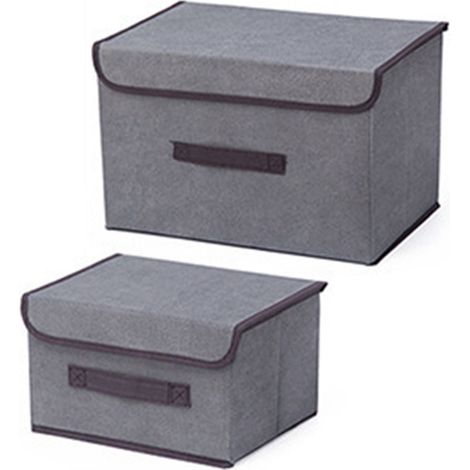 Faltbare Aufbewahrungsboxen aus Stoff, Grau, Faltbar, Aufbewahrungsbox, Faltbarer Kleiderorganizer mit Deckel (1/5)