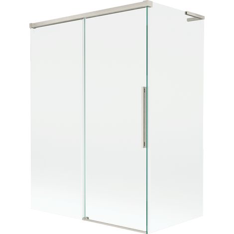 Mexen Rox L Duschwand für Badewanne 2-flügelig verschiebbar 120 + 70 x 150 cm, transparent, gebürstetes Nickel - 8C9L-120-070-9