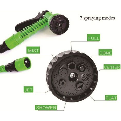 Tuyau d'arrosage extensible de 7,5m/25ft, tuyau arrosage flexible de 7,5 m,pour cour, extérieur & auto-rétractable (7,5 m, vert) (1/4)