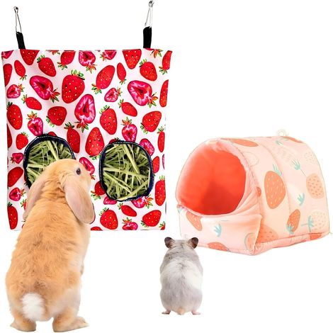 Hanging Hay Hideout Bag with Two Holes for Hamsters Rabbits (1/5)