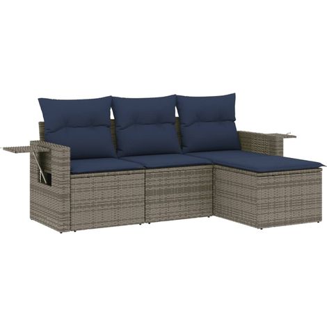 Maison Exclusive - Set Divani da Giardino 4 pz con Cuscini Grigio in Polyrattan