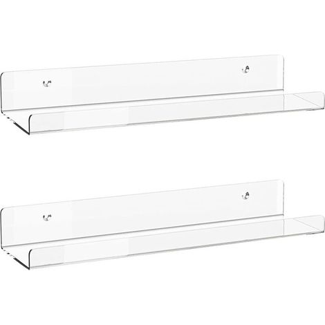Wandregal-Set, 2 unsichtbare, schwebende Acrylregale – Schwebende Wandregale für Kinderzimmer, Bibliothek, Gewürzregal, Badezimmer zur Aufbewahrung von Kosmetikartikeln, Fotos, Büchern und Gewürzen (1/4)