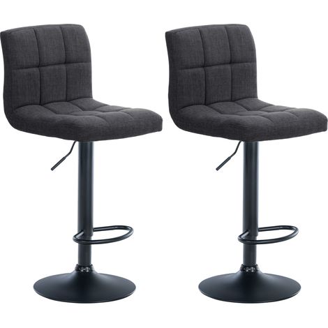 Set di 2 sgabelli da bar in stile contemporaneo in tessuto trapuntato grigio scuro con struttura in metallo nero 100006132