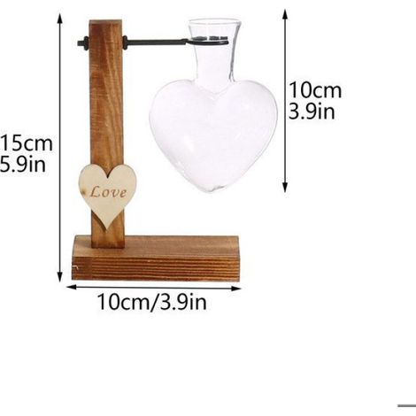 1 Vase hydroponique,Verre,Style vintage,Support bois,Marron,Bureau et intérieur (1/5)