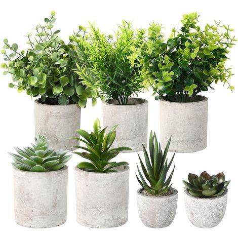 7 x Artificial Plants, Mini Artificial Plants, Artificial Plants for Living Room, Bedroom, Office Decoration. (1/5)